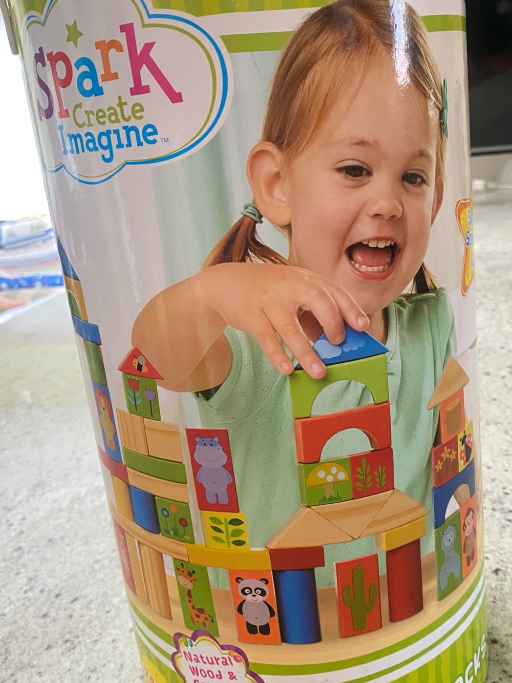 Spark Create Imagine Colorful Wooden Building Block Set for Kids